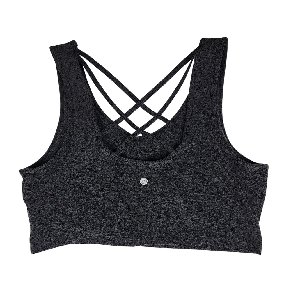 Zella Sports Bra XL Heather Gray Crisscross Back Medium Impact Cropped Layered‎